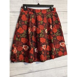 J.Crew Womens Red Floral 100% Silk A-Line Skirt Size 2 Lined